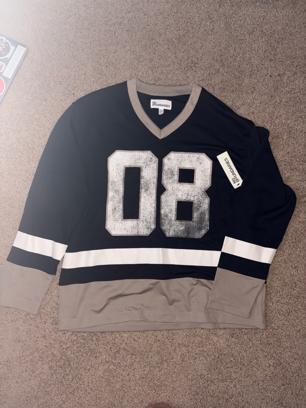 No Boundaries Black and Gray '08 Athletic Jersey Shirt